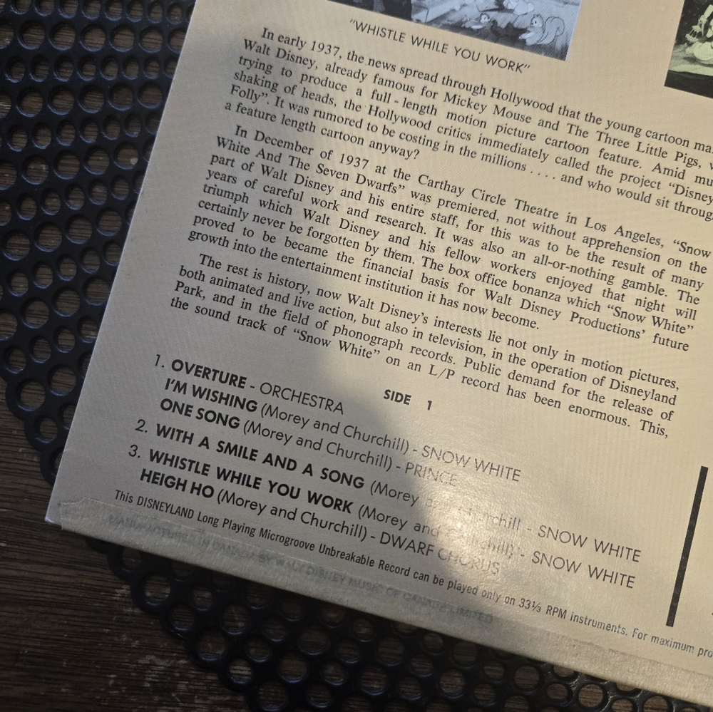 1968 Vintage Walt Disney Snow White and the Seven Dwarfs Vinyl Record Soundtrack - Picture 7 of 11